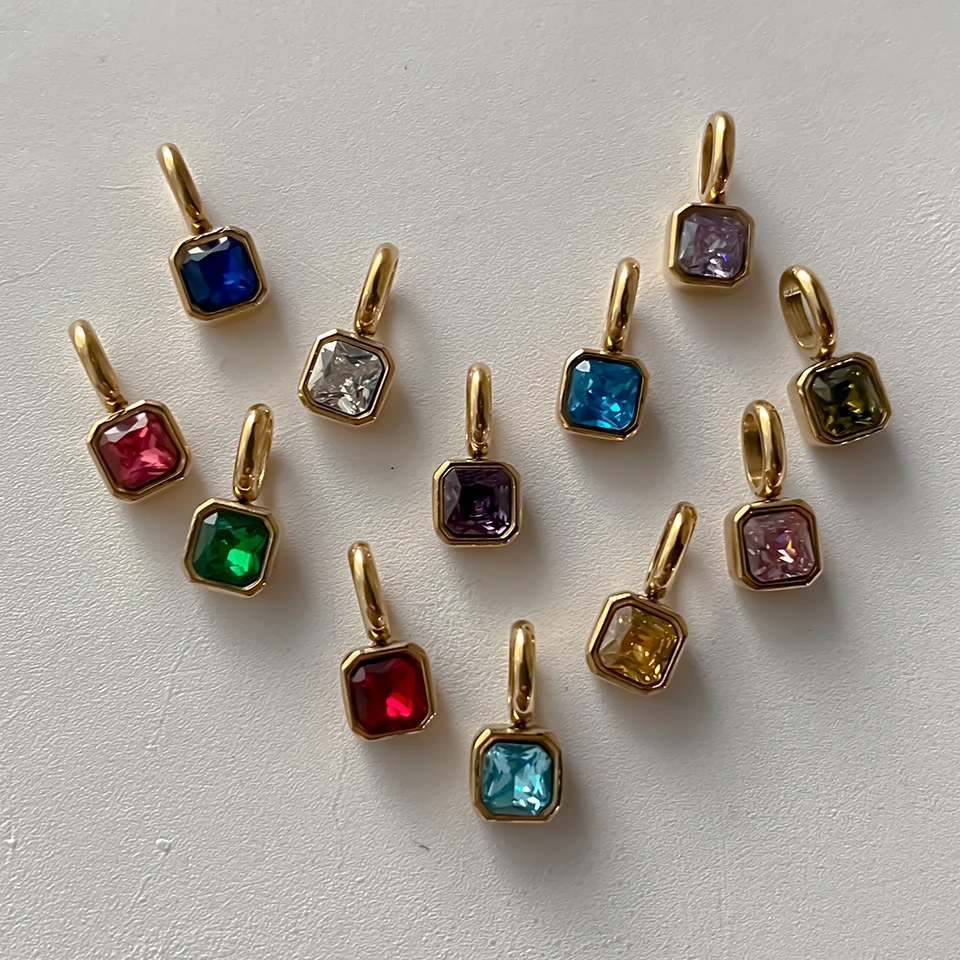 EMANCO Edelstahl Klassische Oktagon Geburtsstein-Anhänger 14K Vergoldeter Anhänger für DIY Schmuckherstellung Halskette – Detail 6