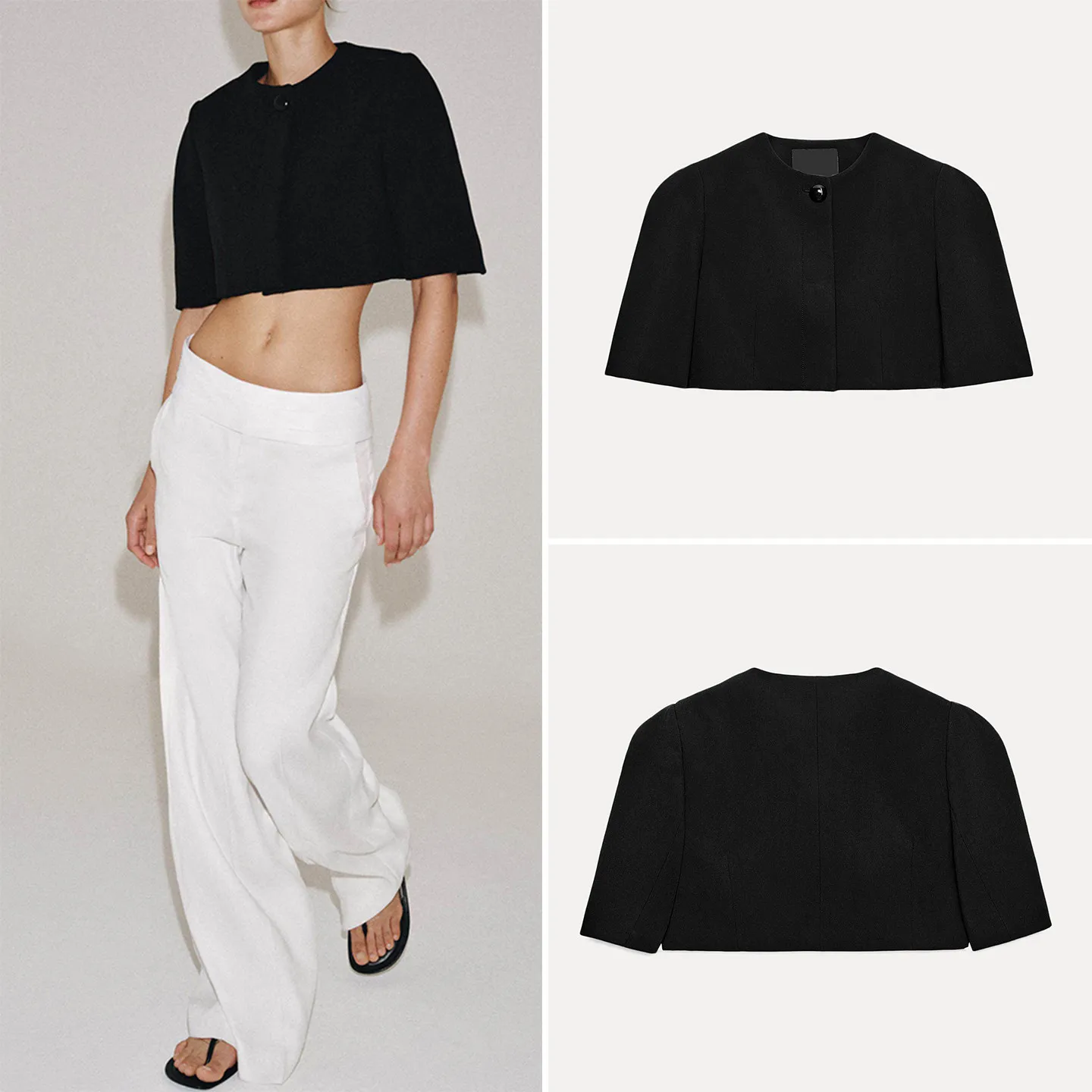 

Fashionable Short Sleeve round Neck Suit Jacket Women's Summer 2026 New Arrival Short Style ZADATA Standard Fit Other Material