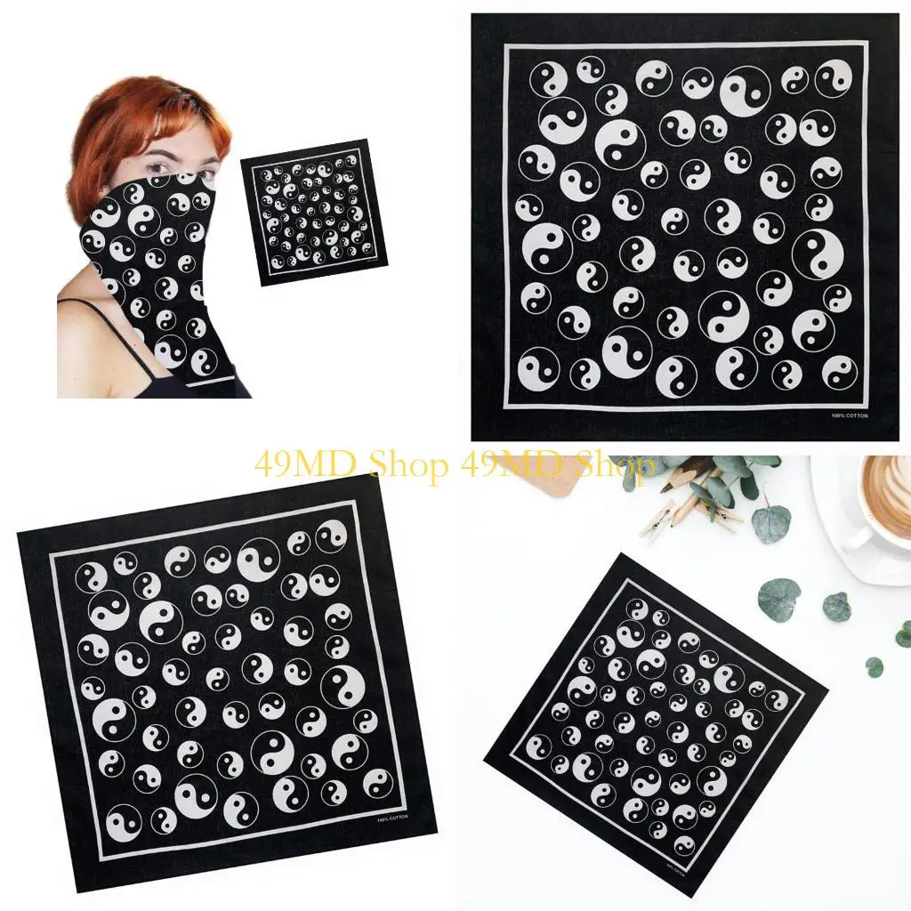 

49MD 21'' Cool Pattern Bandana Head Scarf Turbans for Women Male Street Turbans Unisex Head Wrap Bandana