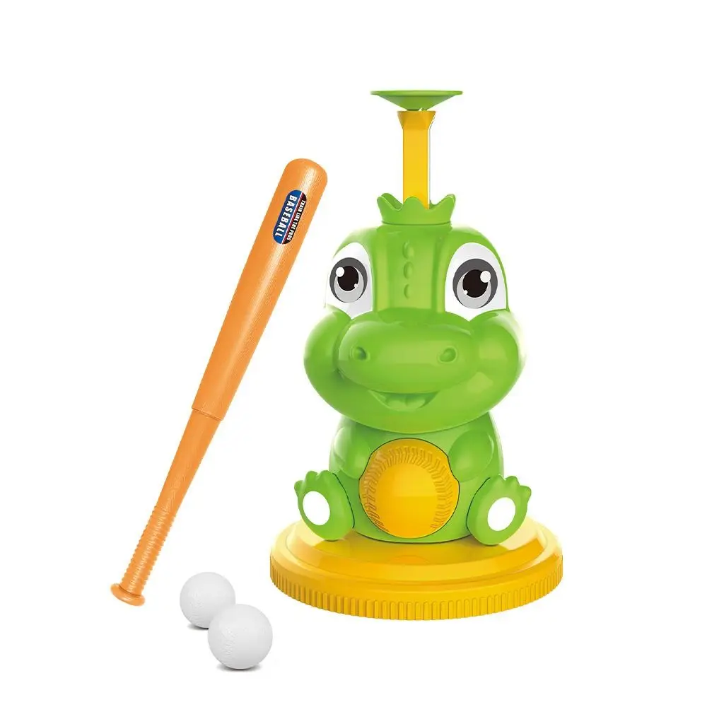 1 Set Cartoon Dinosaur Kids Baseball Trainer with 3 Balls Sport Games Baseball Pitching Machine Popper Interactive