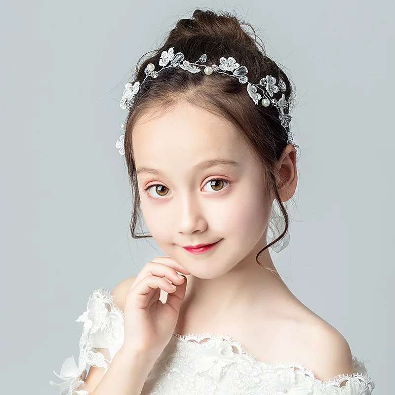 

Lovely Hair Accessories Girls Fashion Headband Crystal Hair Band Korea White Flower Headdress Party Hoop