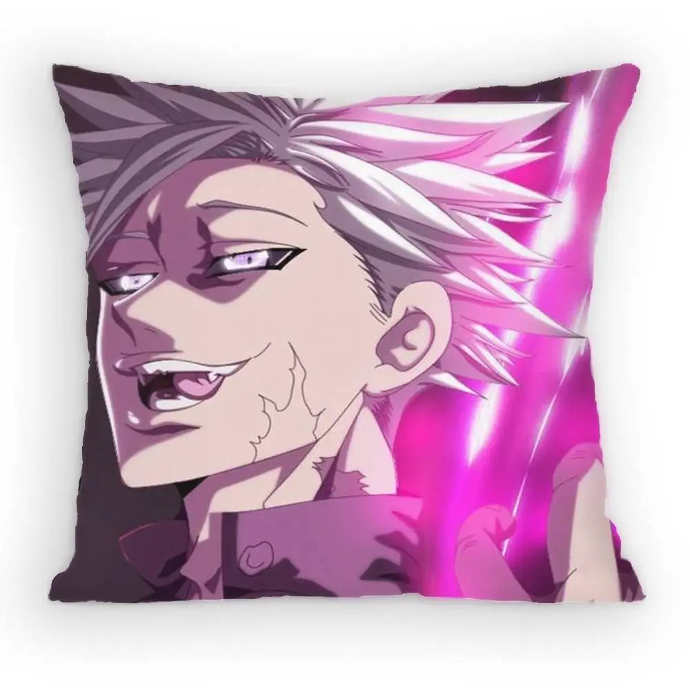 The Seven Deadly Sins Ban Pillow Case Anti-dustmite Pillowcase Invisible zipper silky short plush Sofa cushion cover