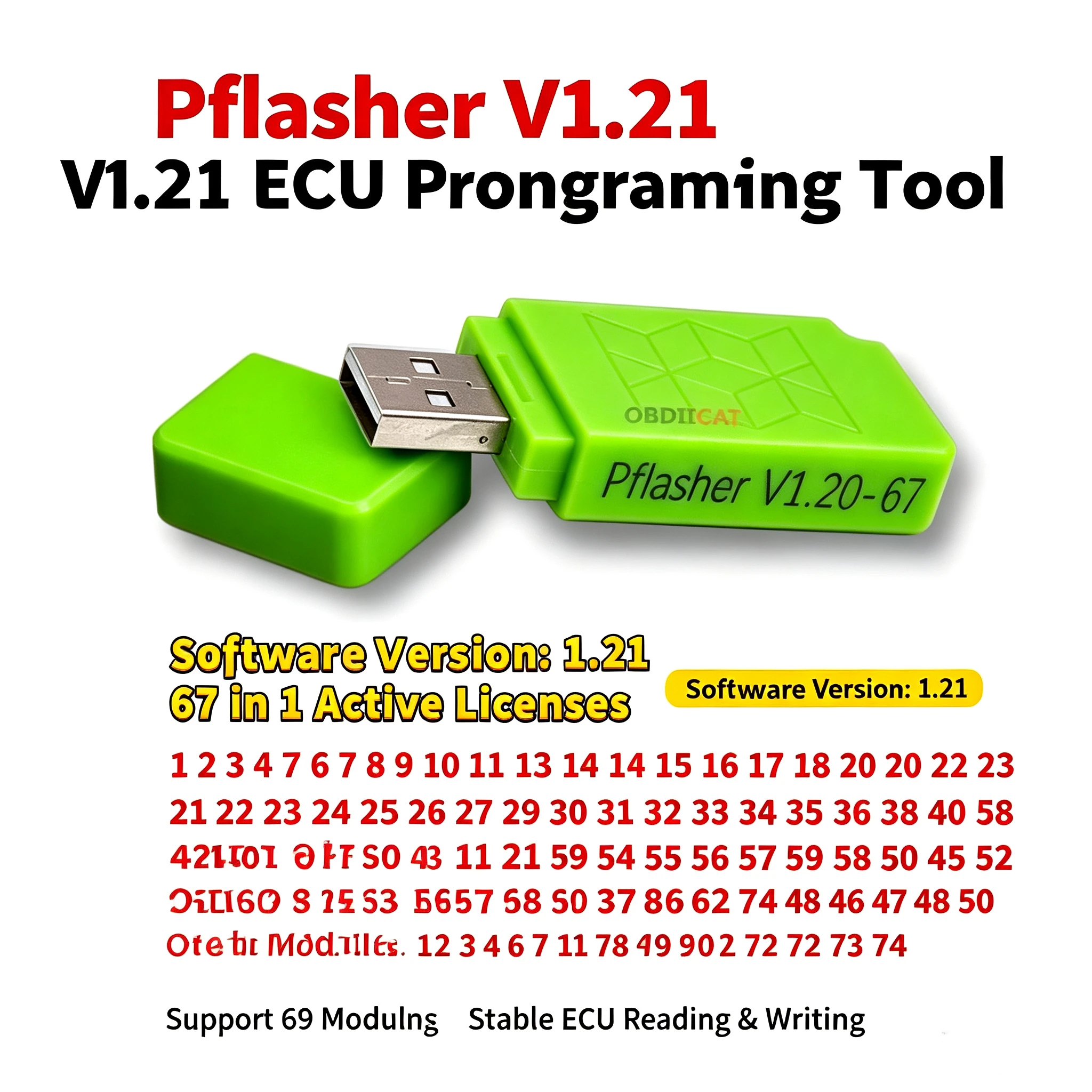 SM2 PRO USB Dongle V1.21 With 69 Module Auto ECU Programmer PCMFlash Dongle 1.20 67in1 for Pcmtool/Pcmmaster/Many ECU Device