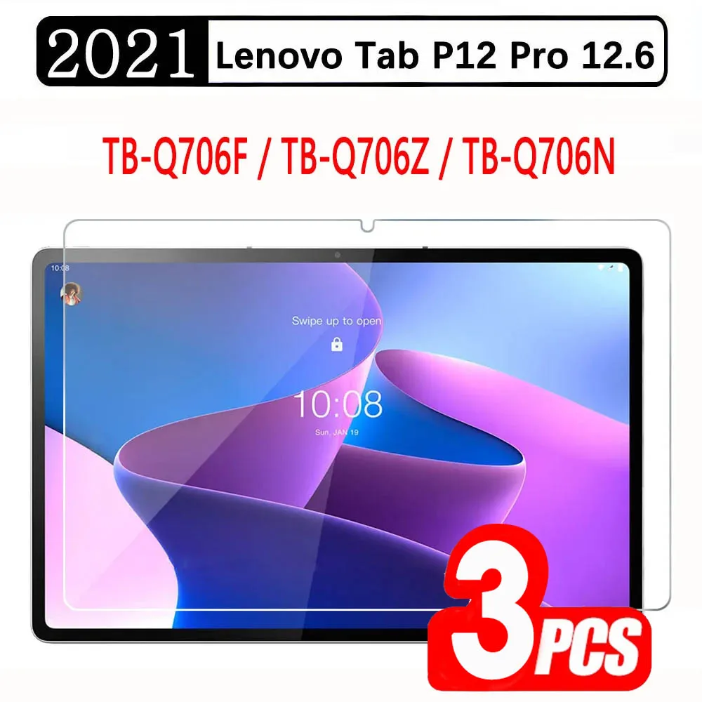 

(3 Packs) Tempered Glass For Lenovo Tab P12 Pro 12.6 2021 TB-Q706F TB-Q706Z TB-Q706N Full Coverage Screen Protector Tablet Film