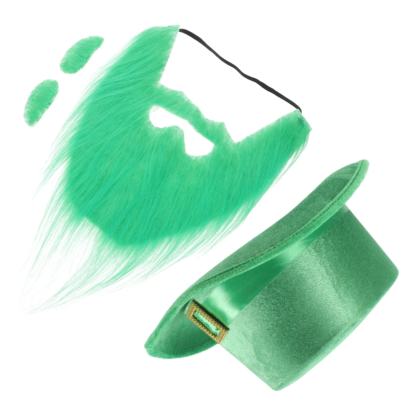 

4pcs St. Patrick'S Day Shamrock Costume Accessories Set Green Leprechaun Top Hat Fake Beard Mustache Eyebrow Kit For Irish Party