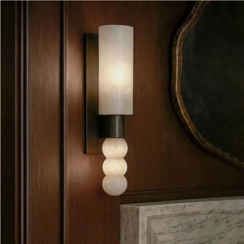 Postmodern Designer Wall Lamps Natural Marble LED Wall Sconces Villa Living Room Corridor Cafe Background Luxury Home Decoration
