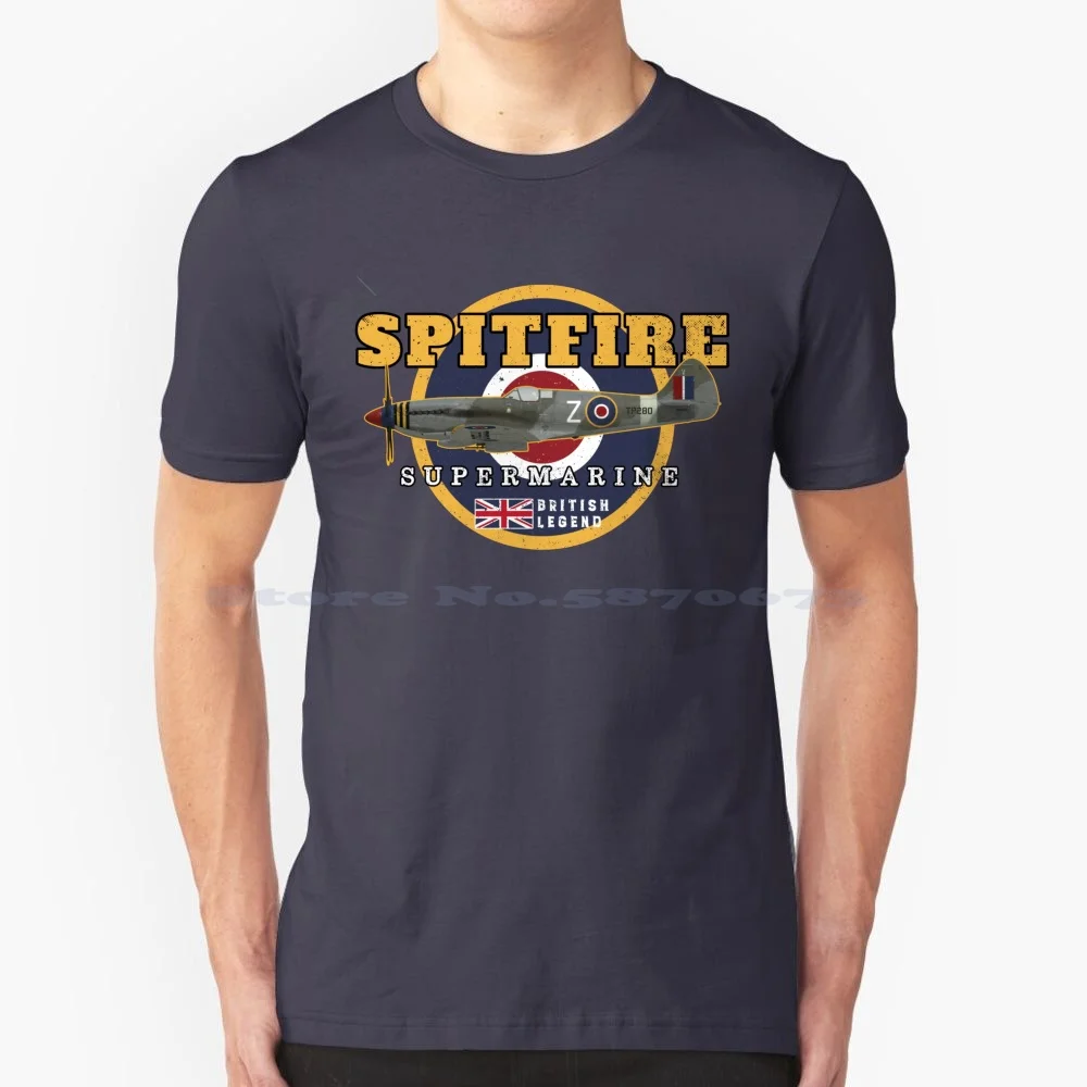 Supermarine Spitfire / Raf Wwii T Shirt 100% Cotton Tee Supermarine Spitfire Aircraft Ww2 Aviation Battle Of Britain Warbird