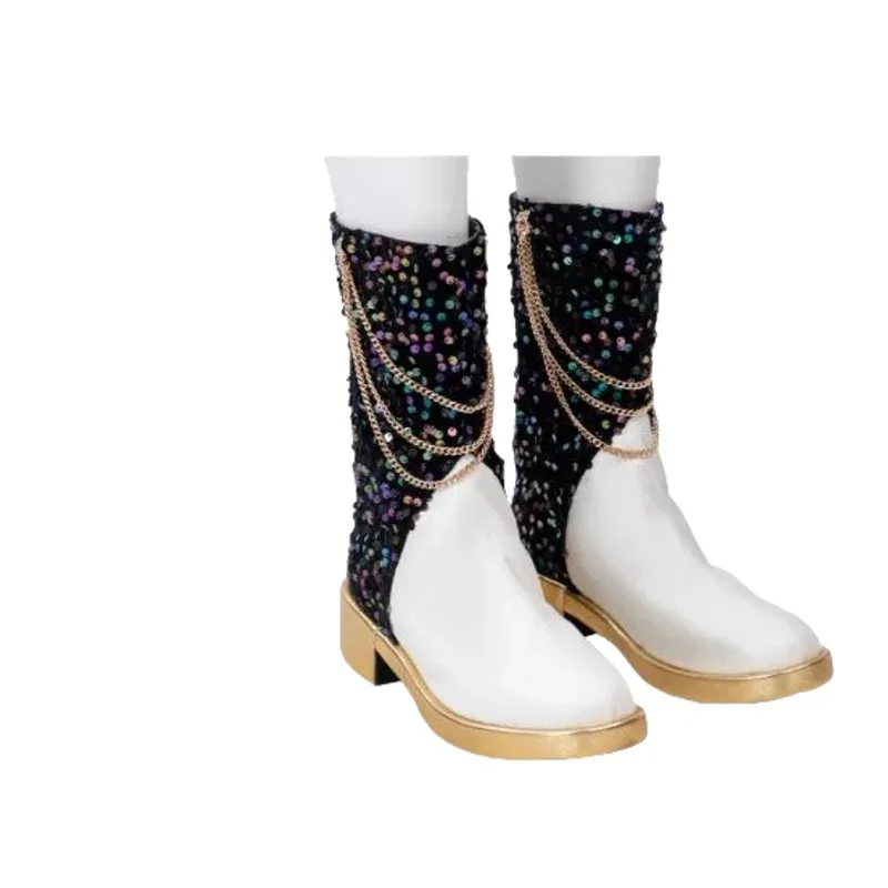 أحذية نسائية ميرا التأثيرية Kpop شيطان الصيادين ميرا أبيض وأسود أحذية حفلات DJ (السفينة خلال 10 أيام عمل)