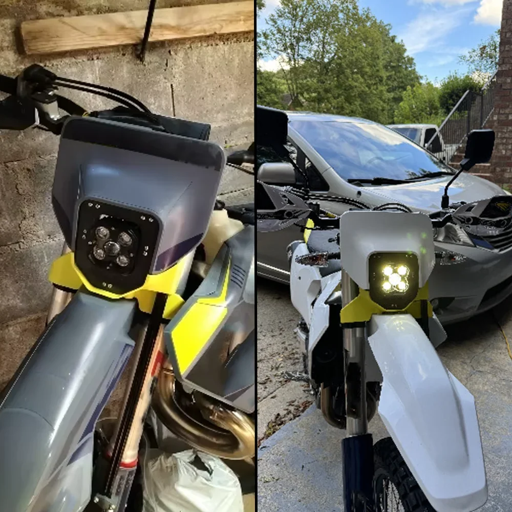 Motorcycle Carbon Fiber LED Headlight Lamp Headlamp For Husqvarna TE 300 250 150 FE 501 450 350 250 FE350 2024 2025 Accessories