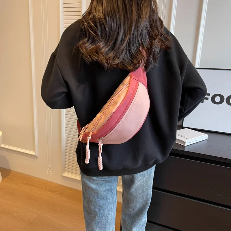 

Japanese canvas female ins casual simple chest bag new student sports hundred with waist bag crossbody cell phone bags