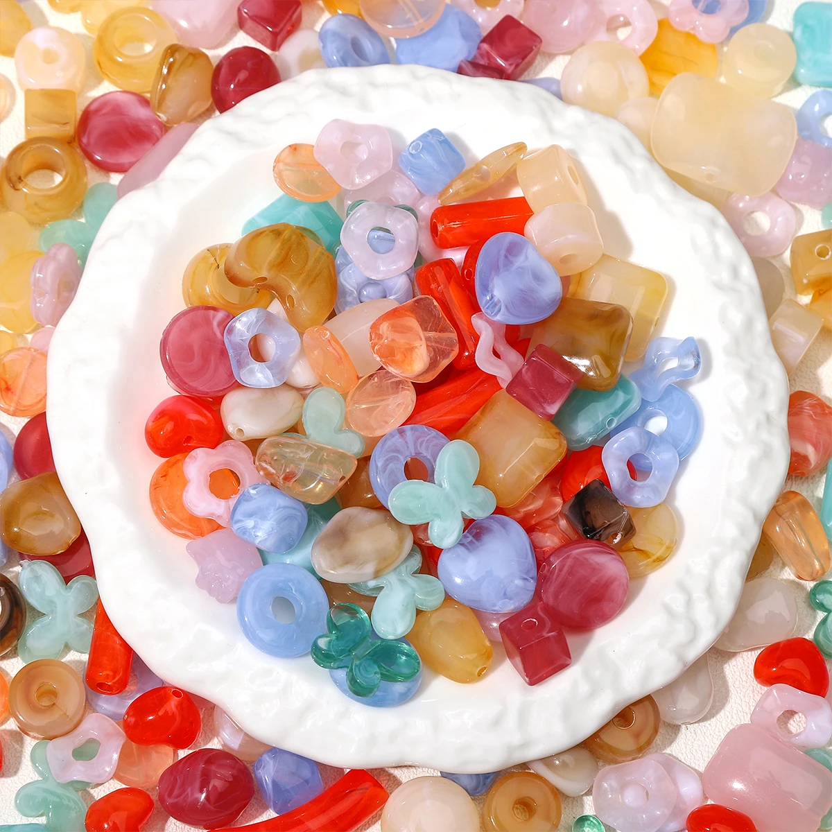 50g New Arrival Acrylic Candy Color Shaped Mixed Beads Boho Style Spacer Beads for DIY Bracelet Necklace Making Accessories view 5