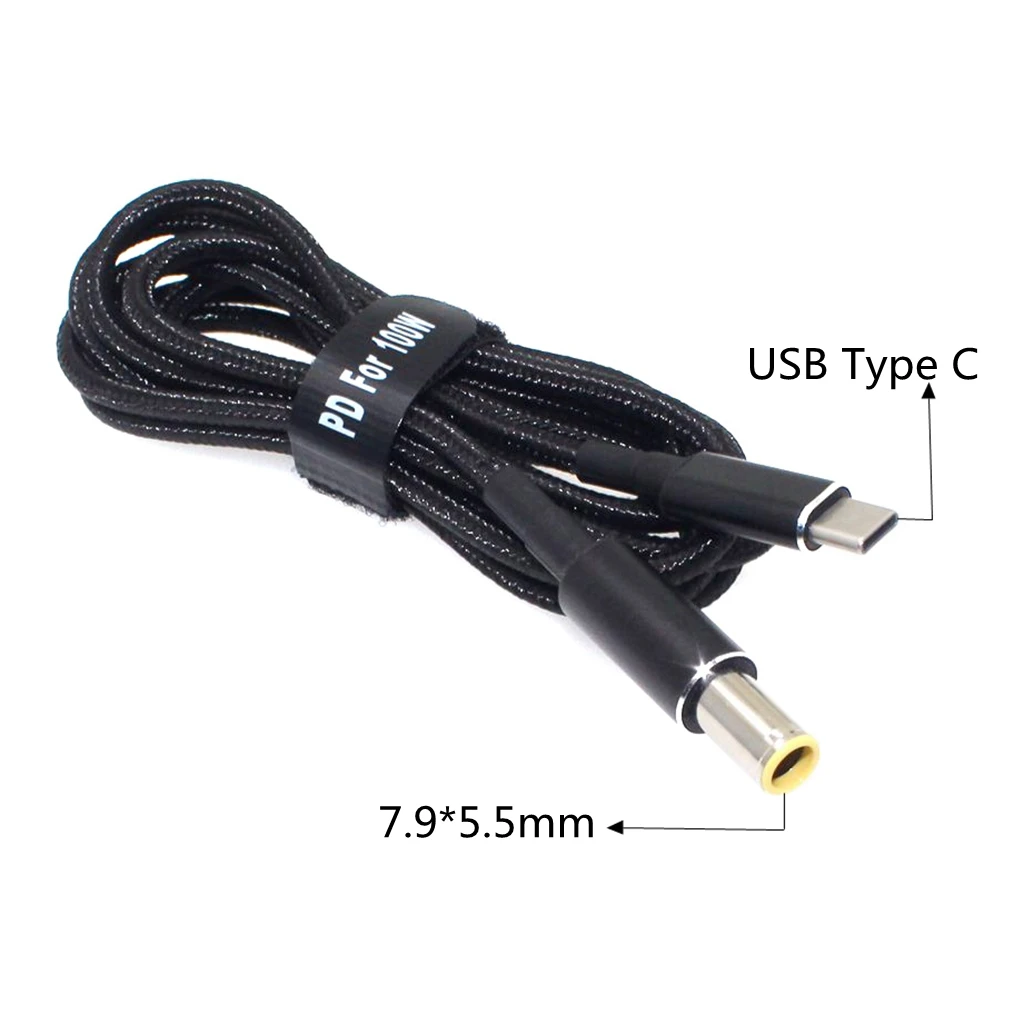 65W 90W 100W USB C Type C Male to DC7.9X 5.5mm Male PD Charger Connector Adapter Cable for Lenovo T60 T60p T61 T61p X60