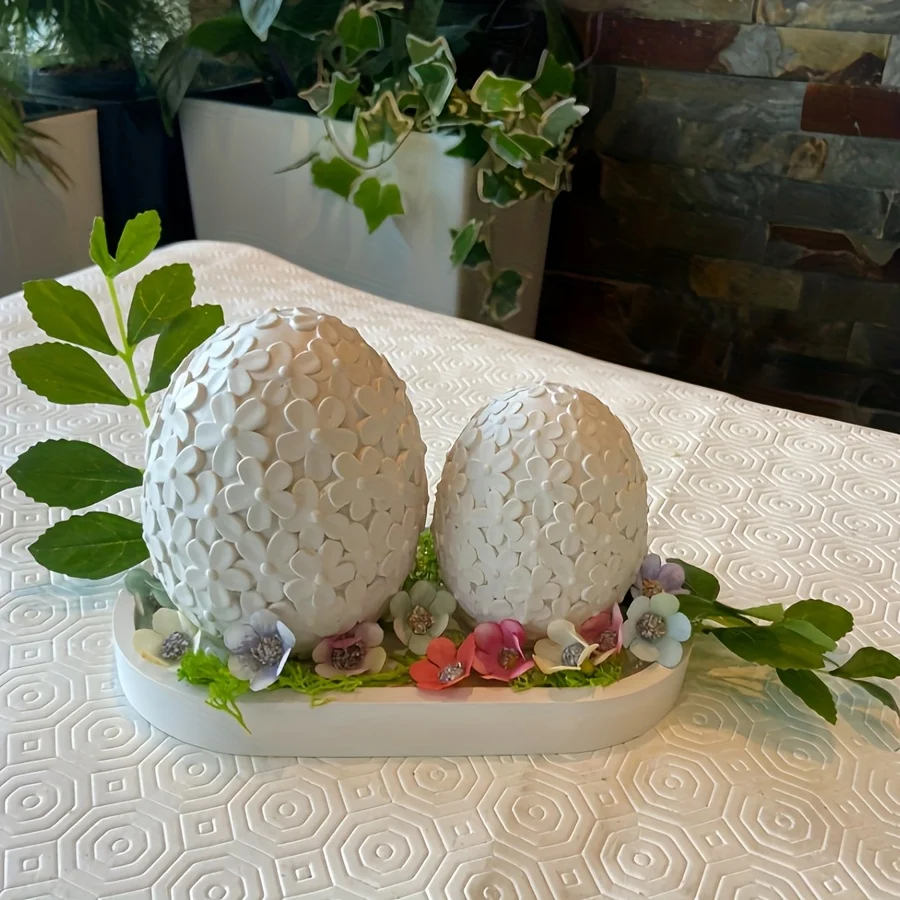 Resin silicone mold set of 2 pieces, Easter egg-shaped candle holder mold, decorative art piece, DIY shaping mold - view 6