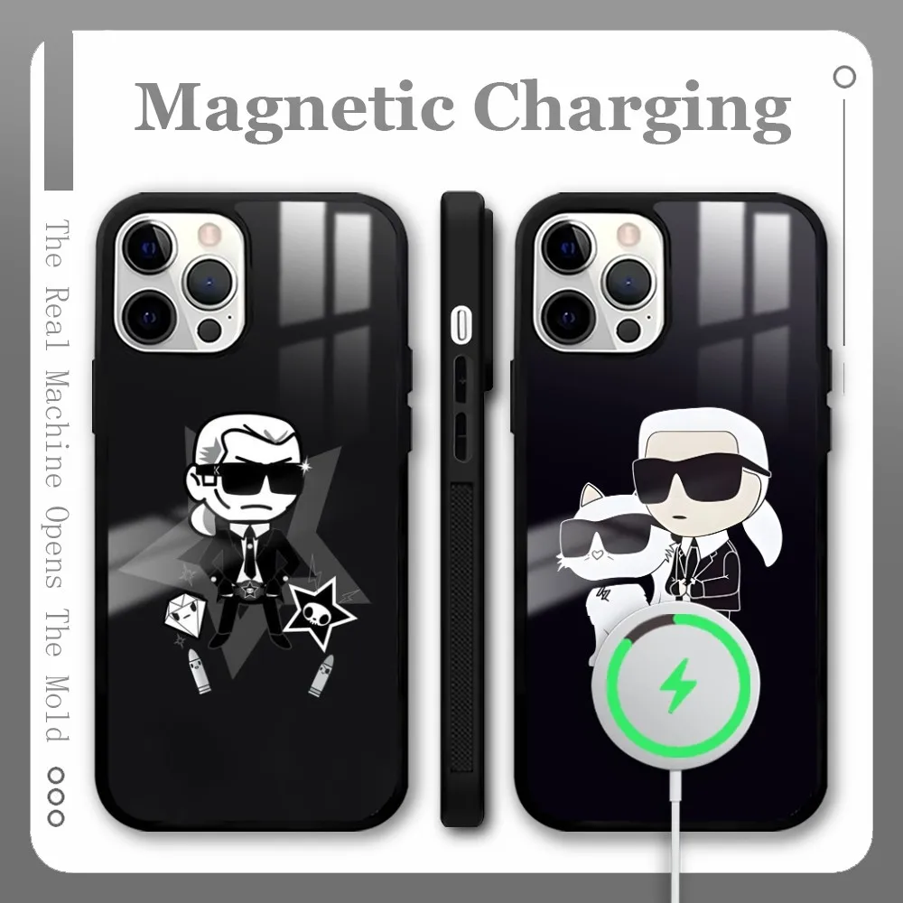 K-karl L-LagerfeldS7 Phone Case For iPhone 16 15 14 13 12 11 Pro Max Plus Mini Magnetic Magsafe Wireless Charging Cover Coque