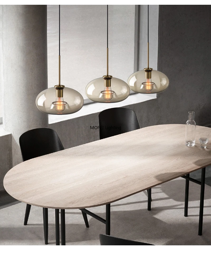 Art Industrial Retro E27 Glass Pendant Light Nordic Loft Chandelier Kitchen Restaurant Minimalist Hanging Lamp Suspension LED