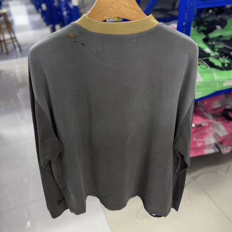 Summer Paly Long-Sleeve T-Shirt High Street Hip Hop Damaged Hole Patchwork Tshirt for Men Women