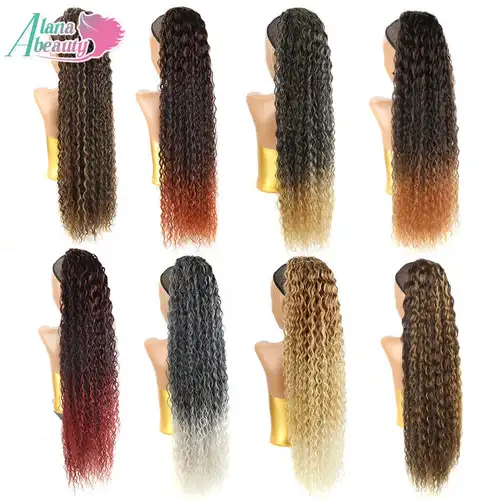Imagen 2 del producto Alana-coleta rizada sintética con cordón, cola de caballo larga y rizada, extensión de cabello con Chip orgánico, Clip en cola de caballo