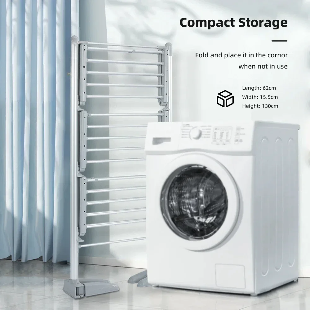Portable freestanding foldable 3-layer mini electric drying rack