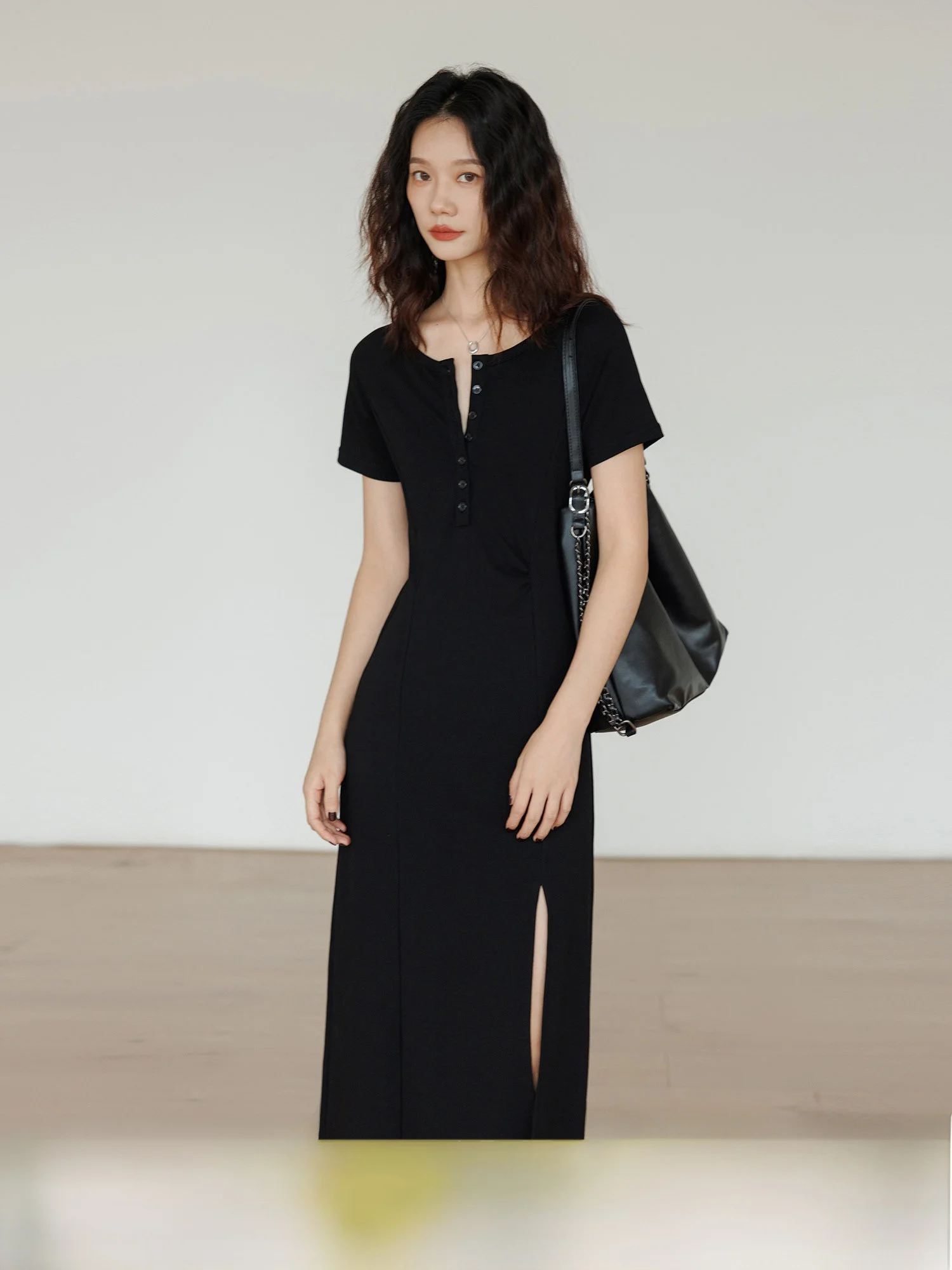 Vestido Camisero Reductor con Cuello Redondo para Mujer, Verano 2026, Nuevo Diseño de Falda en Línea A de Manga Corta, Vestido Casual de Longitud Media