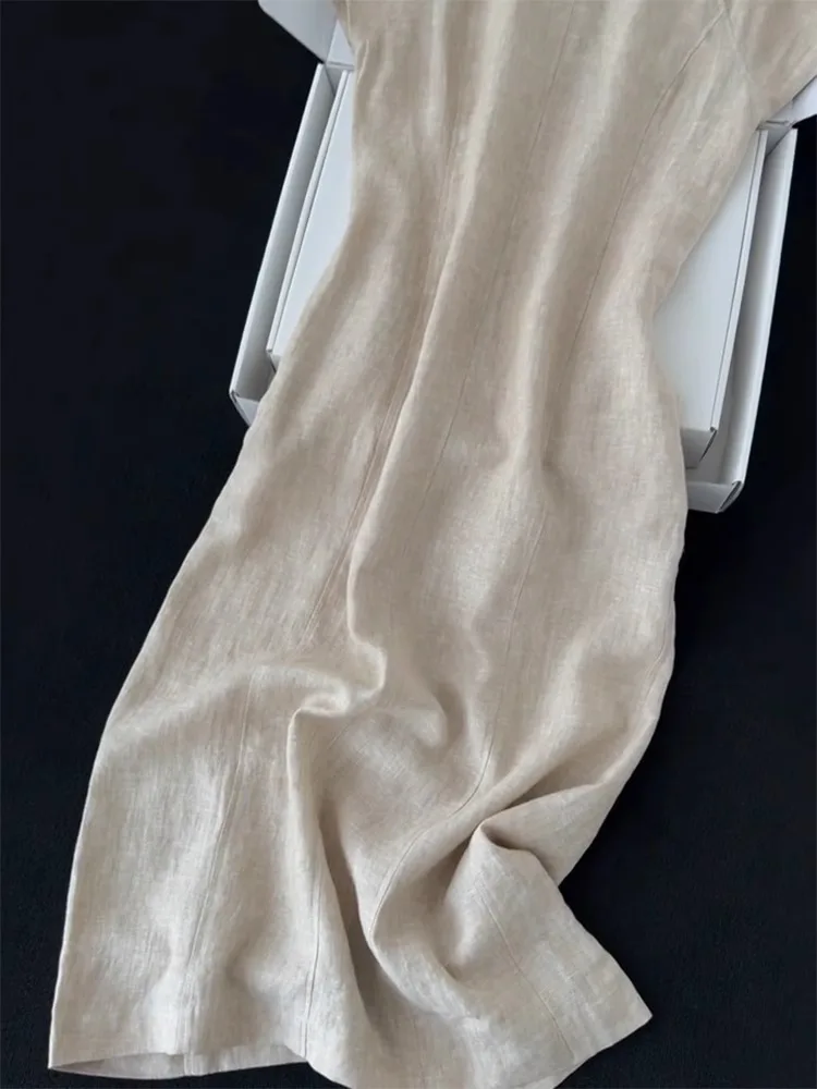 Ele lin t-shirt décontracté Dr jupe Midi classique pré-guerre Sle femme été Faionable Dr