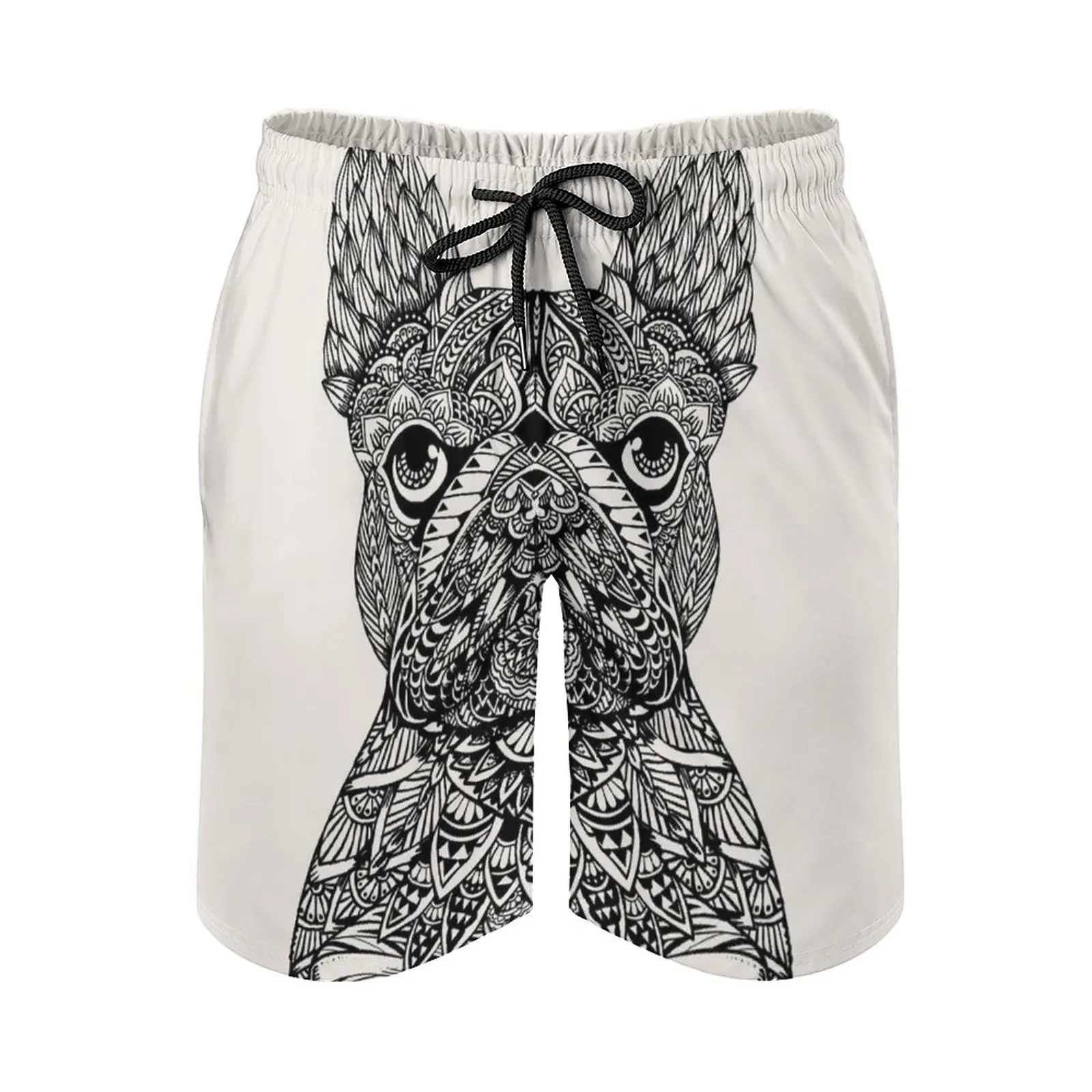 Mandala Frenchie Quick Dry Summer Mens Beach Board Shorts Briefs For Man Gym Pants Shorts Mandala Flower Frenchie Bulldog