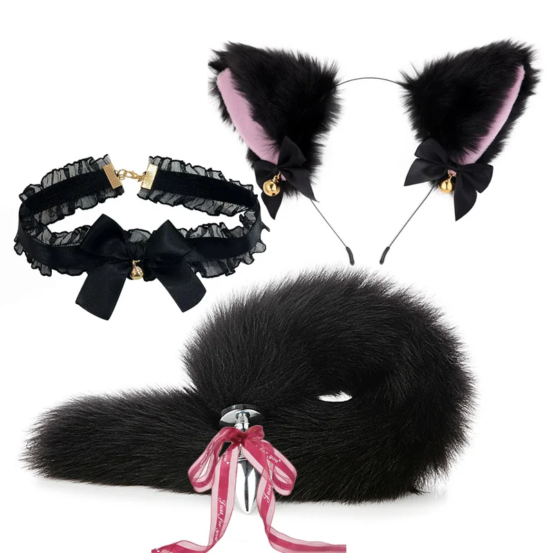 Fox Anal Plug Woman Tail Cat Plug Sex Toys Foxtail Plug Tail In The Ass Panties Soft Cat Ears Headband Nipple Clamps Accessories