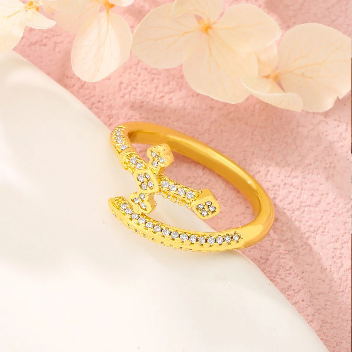 1 قطعة موضة جديدة العدالة السيف الفولاذ المقاوم للصدأ حلقة مفتوحة مثلج خارج جميع الزركون مطعمة الرجال النساء الهيب هوب الراب خواتم اكسسوارات