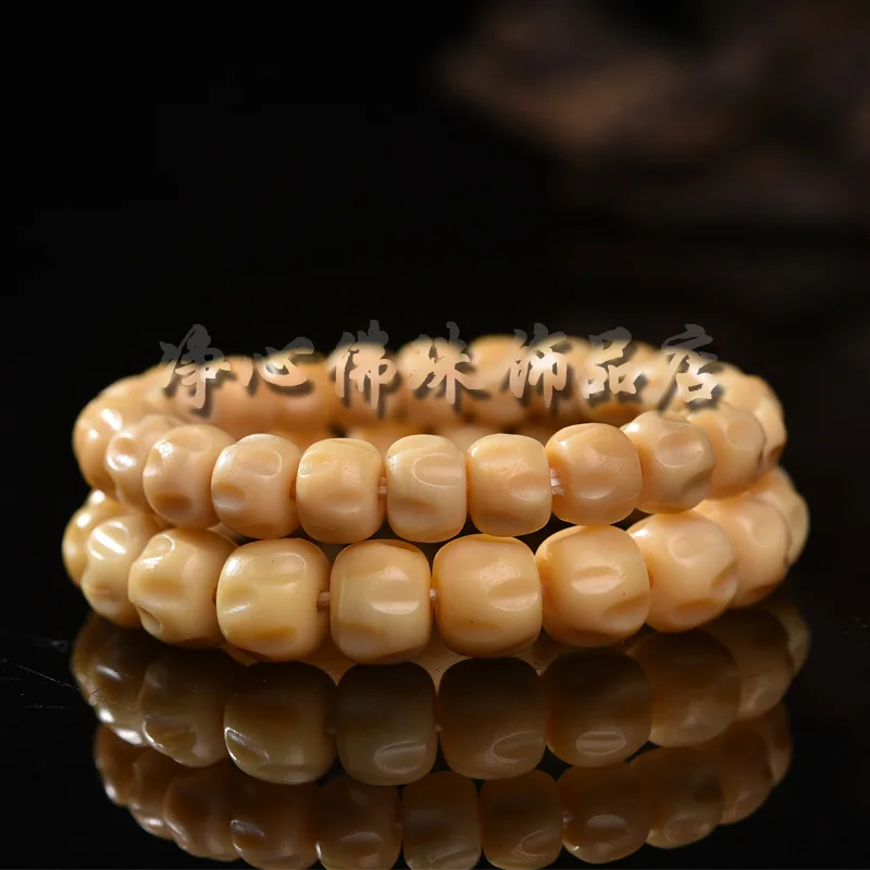 Natural Camel Bone Single Ring Bracelet Yellow Chicken Grease Bulge Beads Men and Women Retro Ethnic Tibetan Style Passion