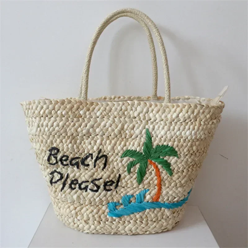 2022 New Coconut Tree Straw Bag Handmade Woven Rattan Tote Bag for Women Summer Large Capacity Beach Bohemia Bali Handbag Female