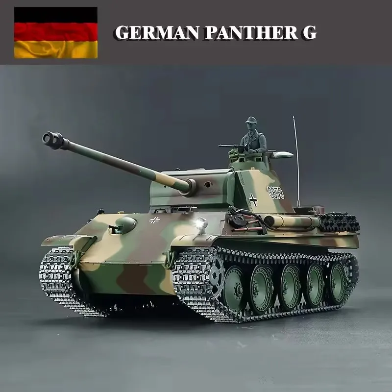 Henglong 3879 1/16 plástico alemão pantera g rtr rc tank7.0 - 2.4g, função de tiro e fumaça bb para presente de aniversário