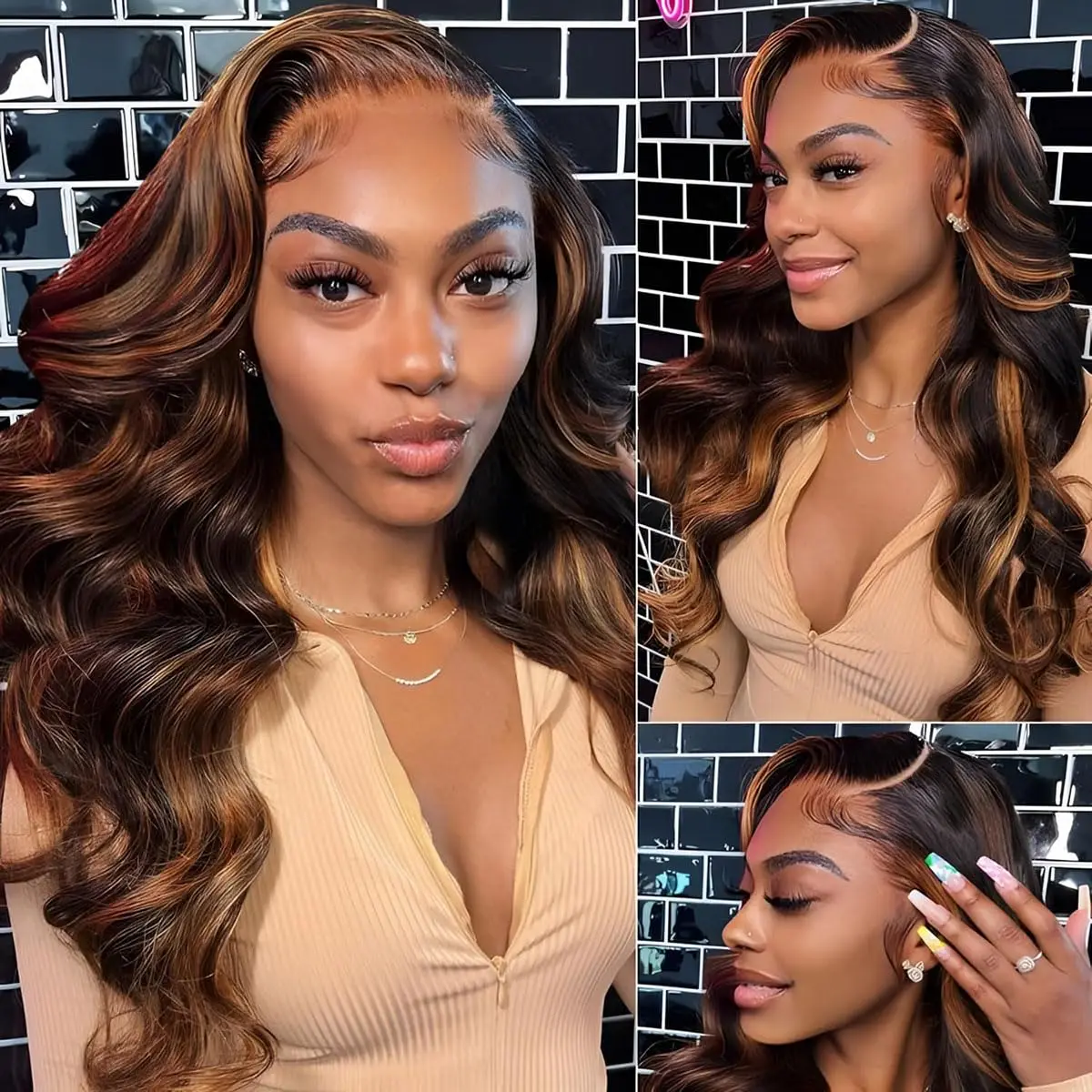 

13x4 Ombre Lace Front Wig Human Hair 1B/30 Body Wave HD Lace Frontal Wig Human Hair Pre Plucked Highlight Lace Front Colored Wig