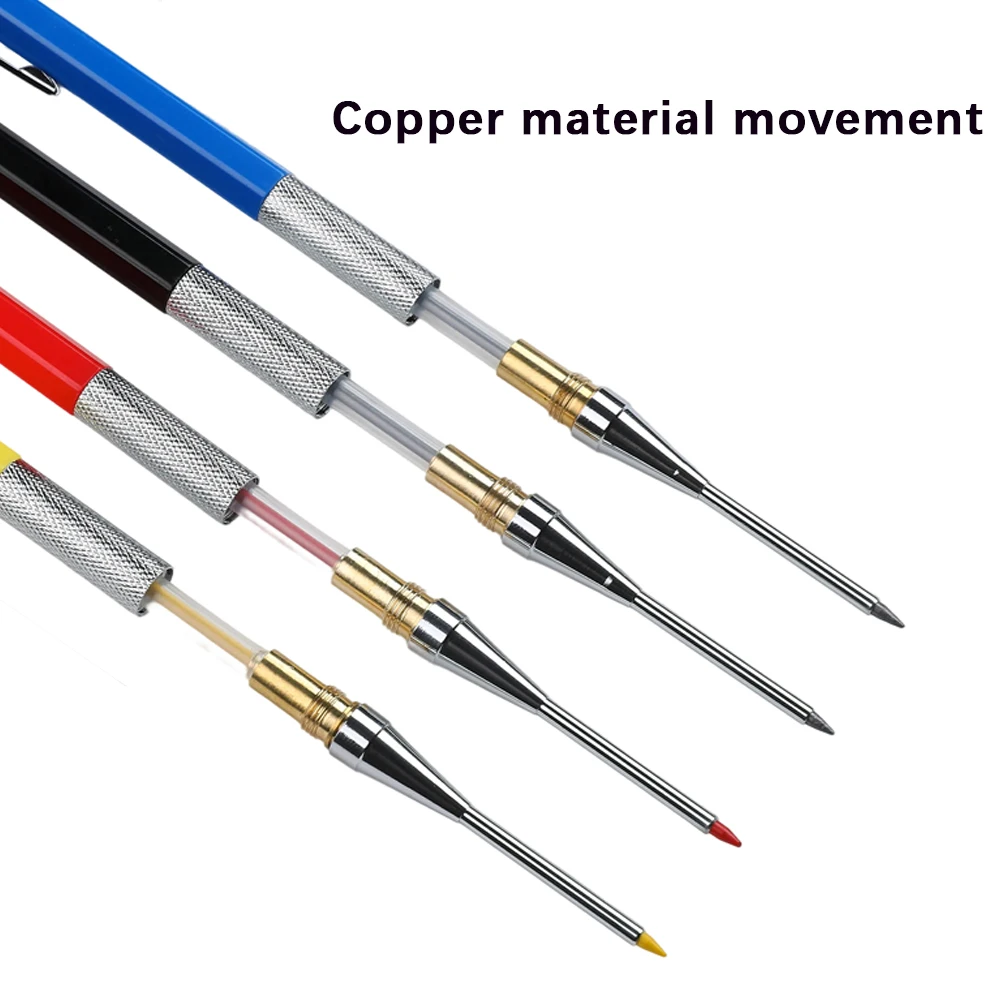 3Pcs/Set Multicolor Metal Woodworking Mechanical Pencil Set 2.0mm 2B Black Lead Core Deep Hole Scribing Marking Tool
