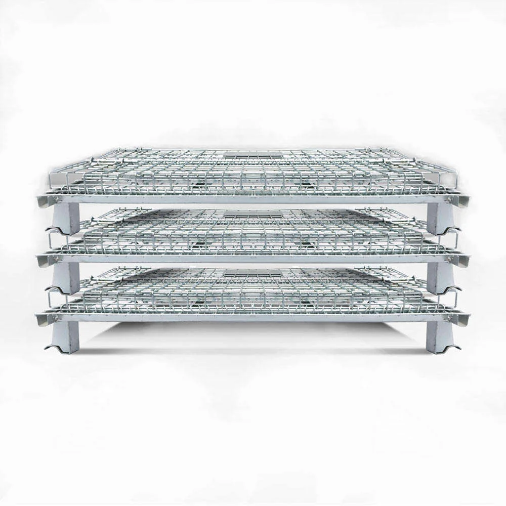 #￥Heavy Gauge Steel Wire Container Storage Cage Galvanized Stacking Bins with 4-Way Entry Forklift Pocket