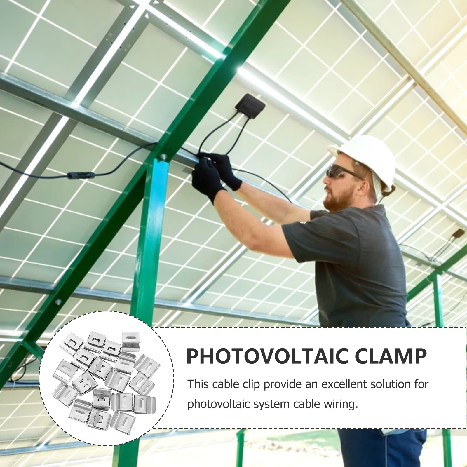 30Pcs Solar Panel Wire Clamps Stainless Steel Photovoltaic Cable Clips Cable Holding Clamps for Panel Wiring Fixing