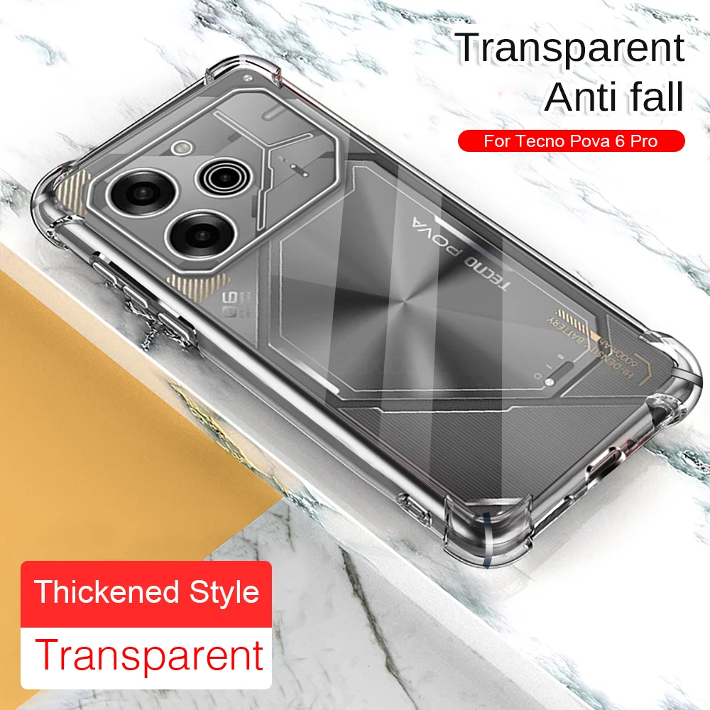 For Tecno Pova 6 Pro Clear Phone Case Pova6 6Pro Pova6Pro Shockproof Protective Shell TecnoPova6pro TecnoPova6 Soft Back Cover