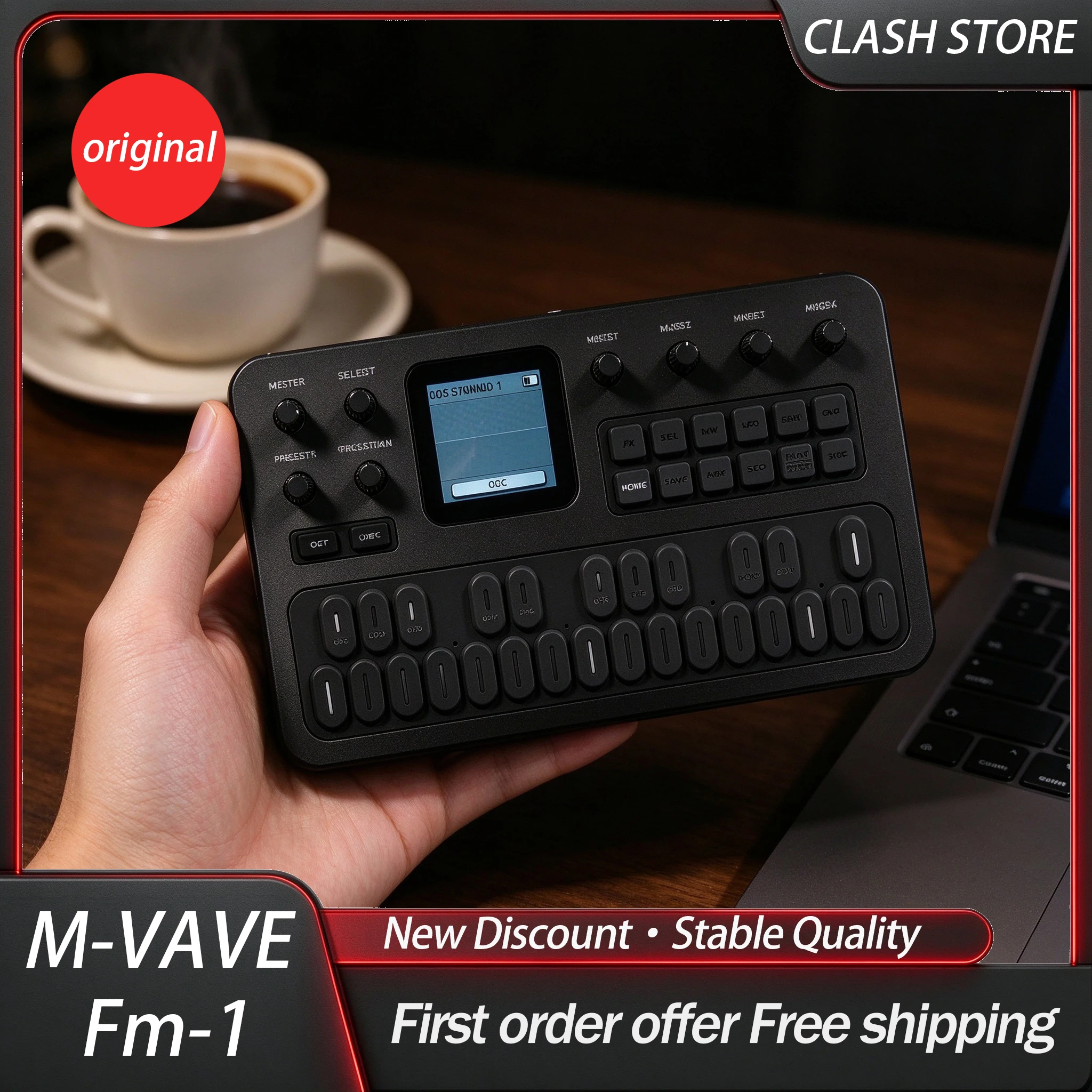 M-Vave Fm-1 Effect Pedal Handheld Synthesizer 128Presets 12h Battery 6-Operator Speaker Midi 32-Algorithm Built-In Effects Pedal