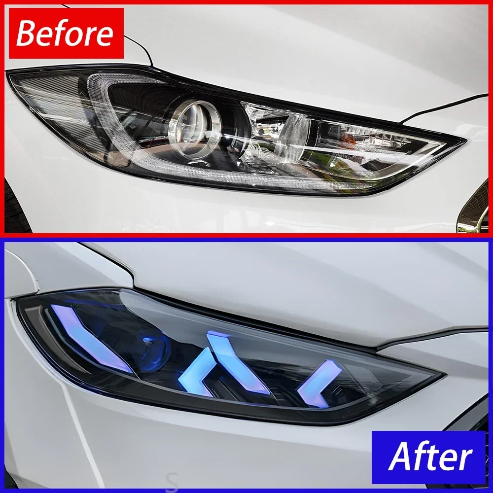 

Автомобильные передние фонари для Hyundai Elantra 2016-2020, светодиодные автомобильные фары в сборе, обновленный стиль Lamborghini, аксессуары для линз проектора
