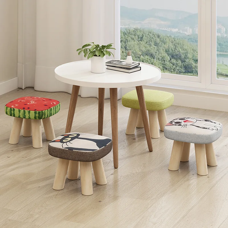 

Small stool fashion creative shoe changing stool solid wood low stool