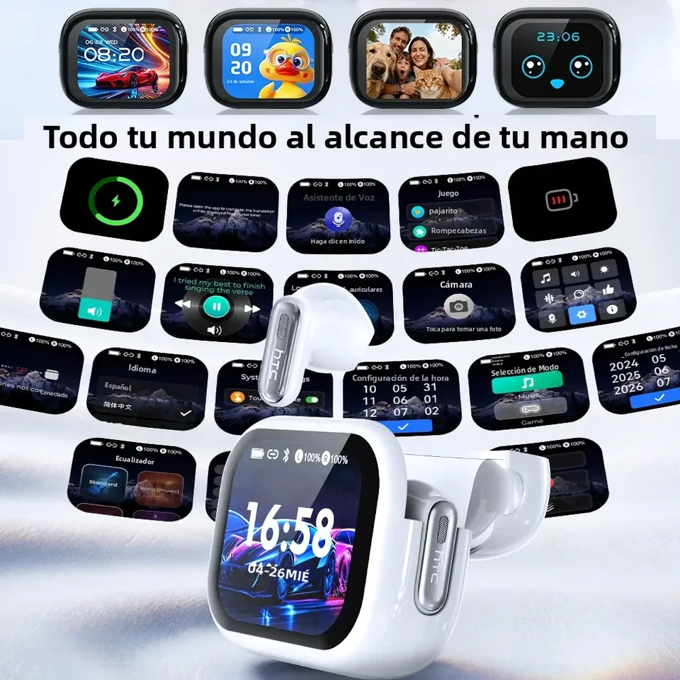 Auriculares Con Pantalla Táctil Y Traducción En Tiempo Real (144 Idiomas), Bluetooth 6.0, Estuche De Carga De 400mAh