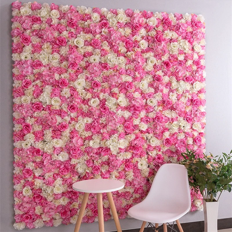 Flor de Rosa de seda para decoración del hogar, paneles de pared de flores artificiales blancas para decoración de bodas, telón de fondo de fiesta romántica