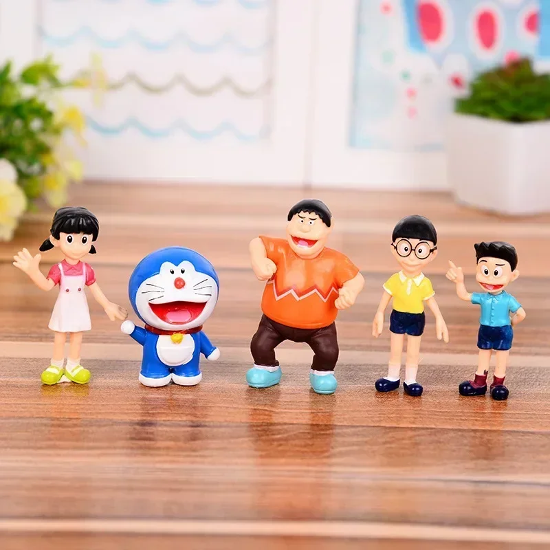 Figuras de Acción de PVC de Doraemon, Muñecos Decorativos para el Hogar, Diseño Creativo, 4-6 cm, 5 Piezas, Regalo de Cumpleaños