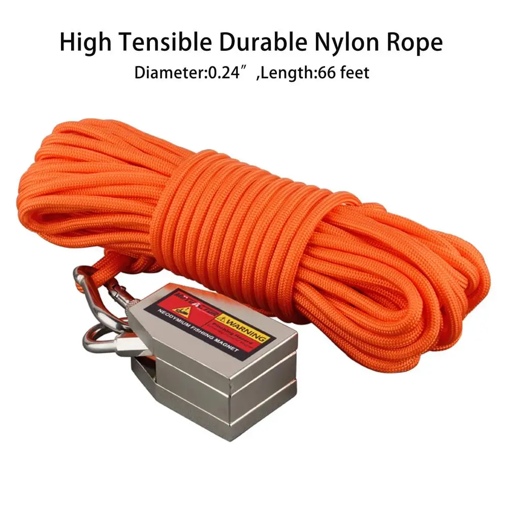 1200lb Fishing Magnet Kit with 65Ft Rope Neodymium Strong Salvage Underwater Treasure Hunting