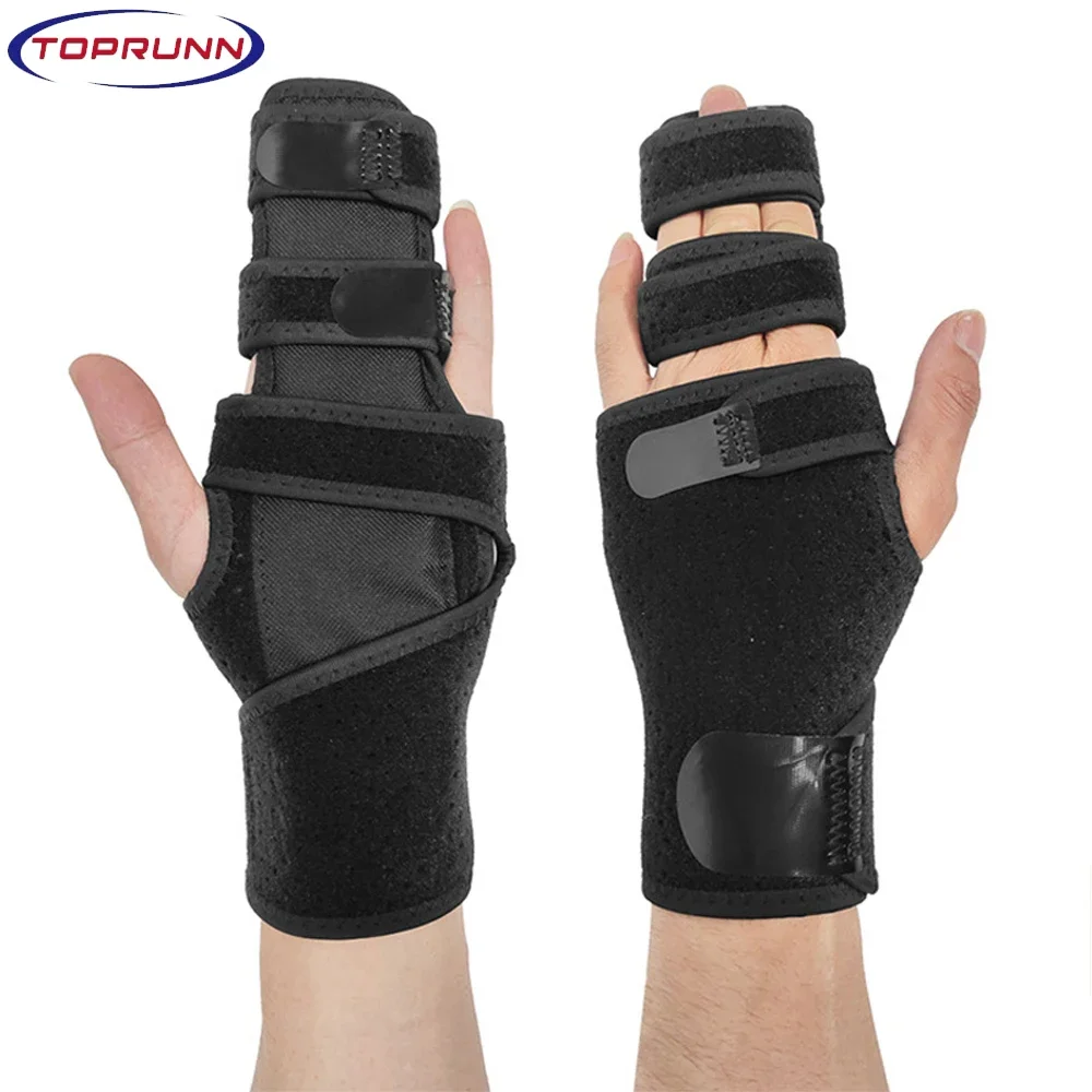 

Trigger Finger Splint,Adjustable Two Finger Splint Full Hand and Wrist Brace Support,Metal Straightening Immobilizer Treatment