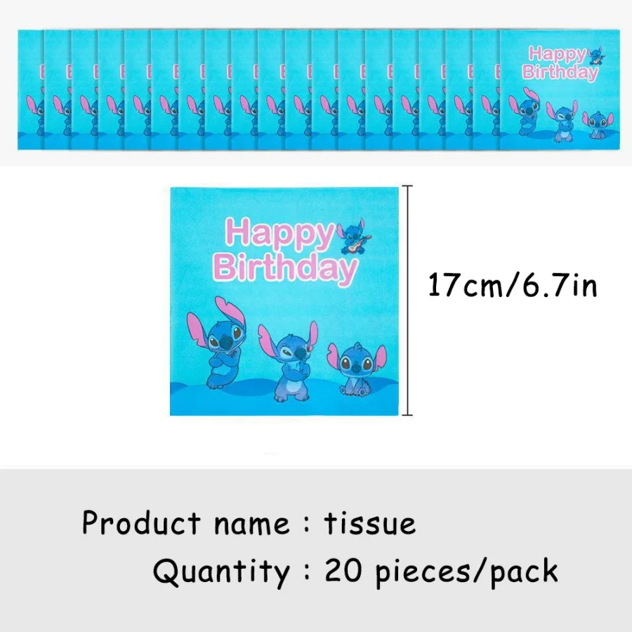 Anime Lilo & Stitch Stitch-thema blauwe feestbenodigdheden, decoratiebanners, cadeauzakjes, wegwerp papieren bekers, borden, tissues