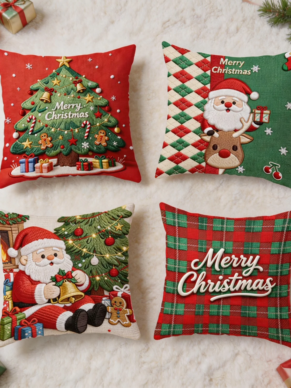 Christmas Red INS Style Decorative Pillows Festive Cushion New Year High End Shop Sofa Backrest Decor Square PP Cotton Filling