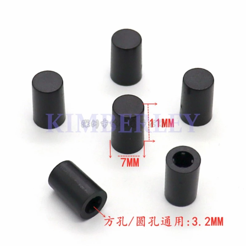 50 Peças de Tampa de Botão Preta 7 x 11MM, Tampa Plástica Autotravante para Interruptor de Alimentação, para Furo Quadrado ou Redondo na Tampa do Botão