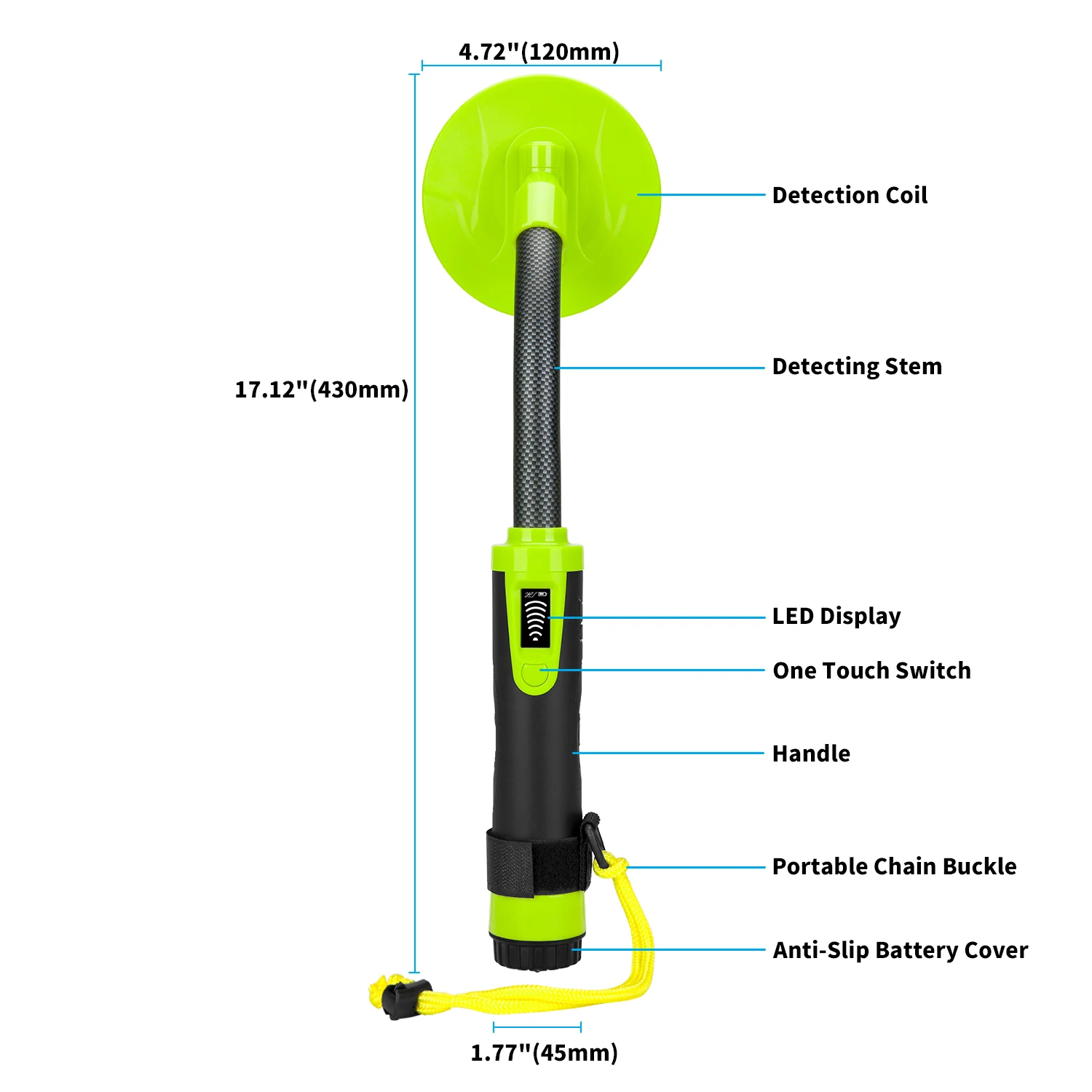 Pulse Metal Detector Waterproof Depth 115 Feet Pinpointer Gold Silver Bronze Iron Pointer With LCD Display Three Detection Modes