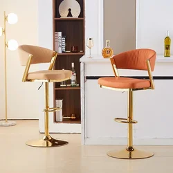 Modern Iron Bar Chair Light Luxury Back Stool Front Desk Cashier Chair Nordic Swivel Bar Seat Contemporary Cafe Chair