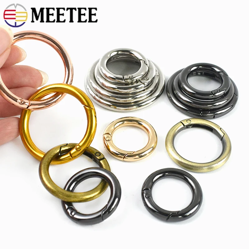 

10Pcs 10-50mm Metal Spring O Ring Buckles Keychain Openable Round Loops Clasp Bag Snap Hook Carabiner Clips Hardware Accessories