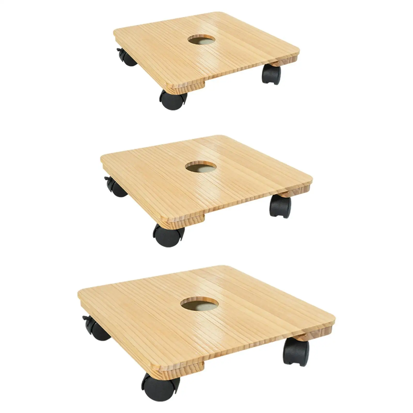 

Movable Flowerpot Stand Square Wood Plastic Plant Holder with Drip Tray Rolling Plant Support for Indoor Outdoor Plants